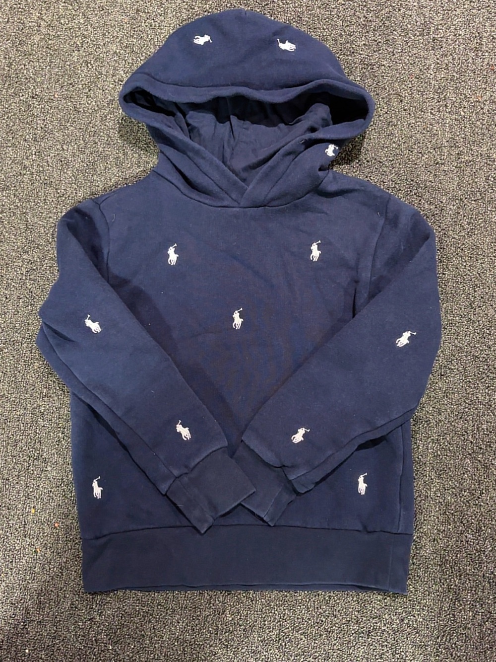 Ralph Lauren Navy Hoodie with White Pony Embroidery boys size 8